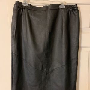 Black Leather MIDI Skirt